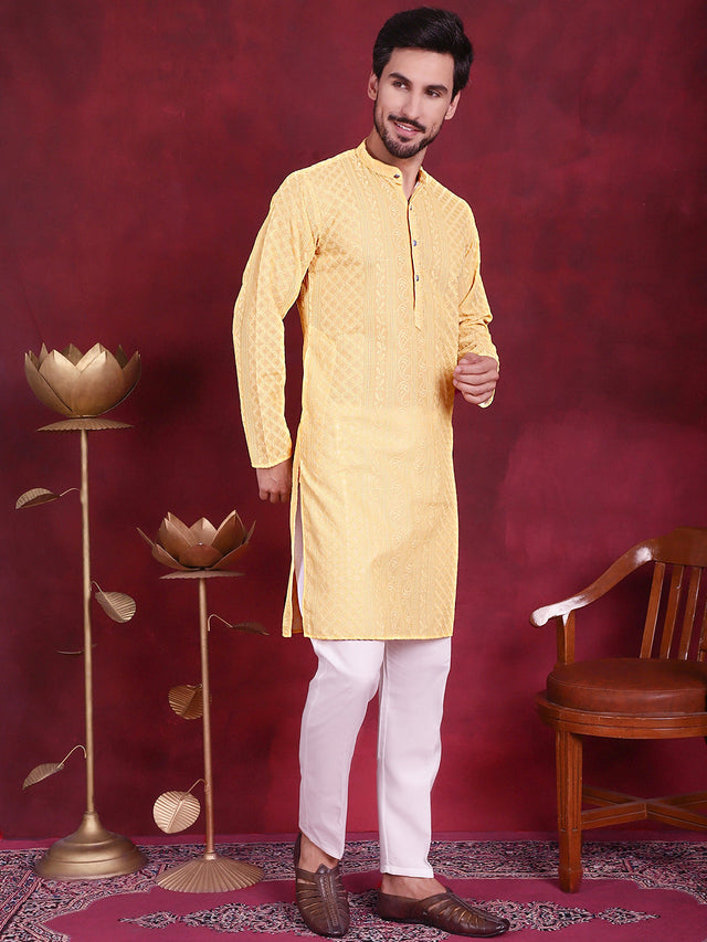 Men's Chikankari Embroidered Kurta Pajama Set