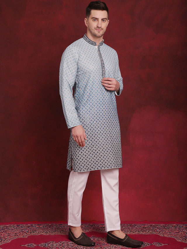 Men's Sequins Embroidered Kurta With Pajama