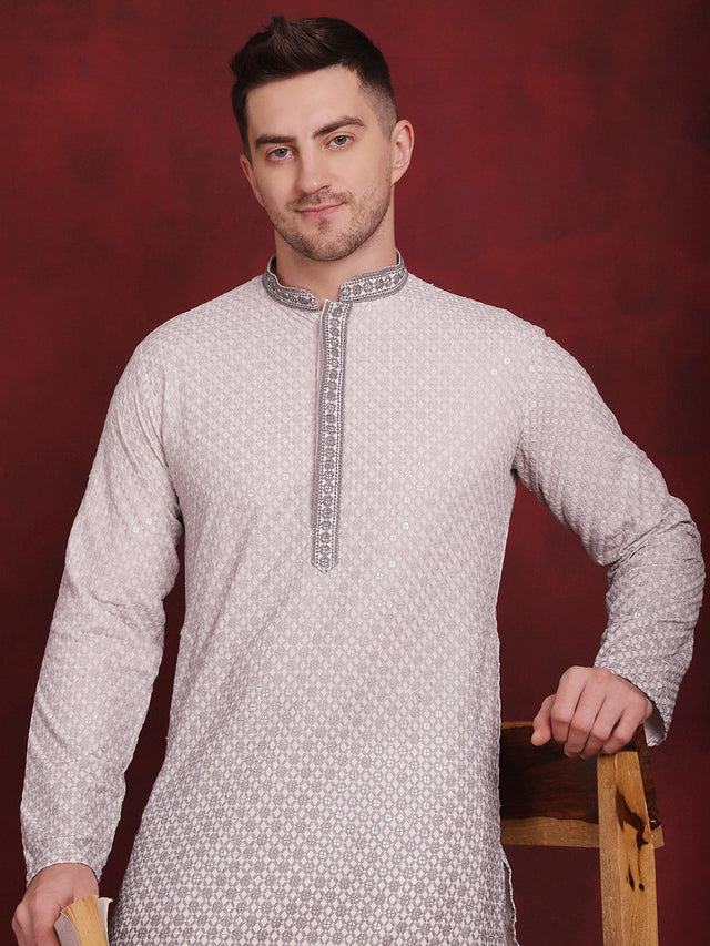Men's Sequins Embroidered Kurta With Pajama