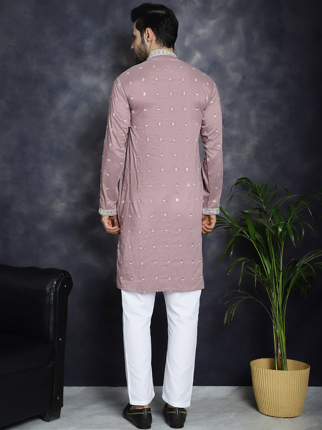 Men's Chikankari Embroidered Kurta Pajama Set