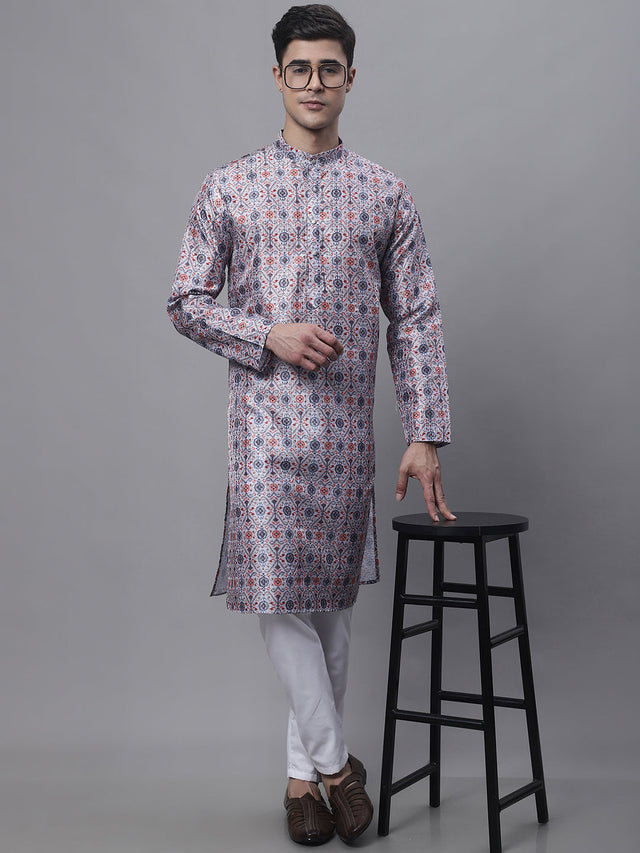 Men's Blue Digital Printed Kurta Pajama Set
