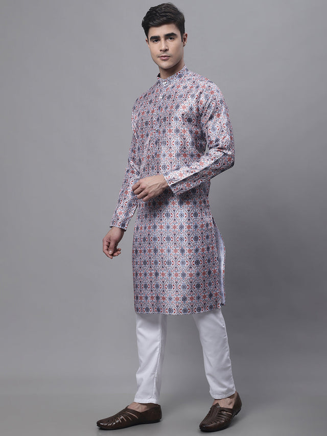 Men's Blue Digital Printed Kurta Pajama Set