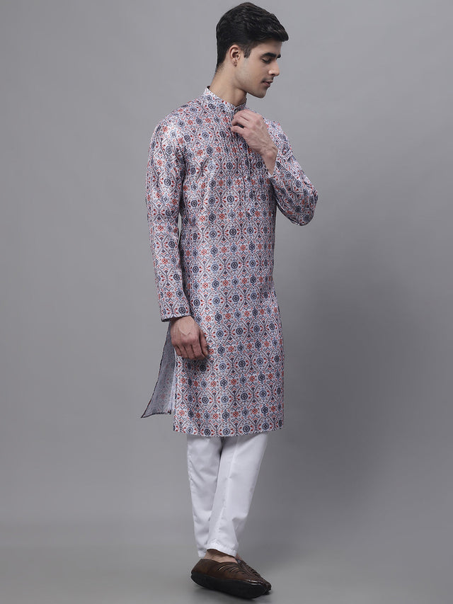 Men's Blue Digital Printed Kurta Pajama Set
