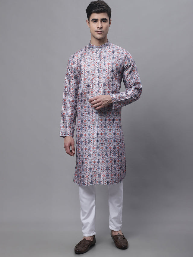 Men's Blue Digital Printed Kurta Pajama Set