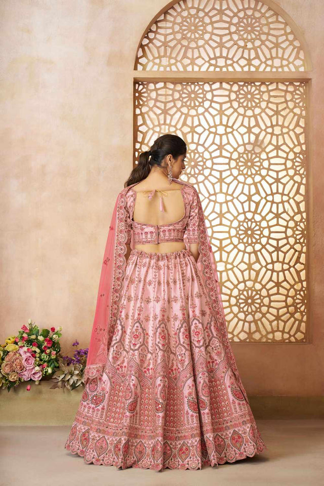 Pink Sequin With Zari Silk Lehenga