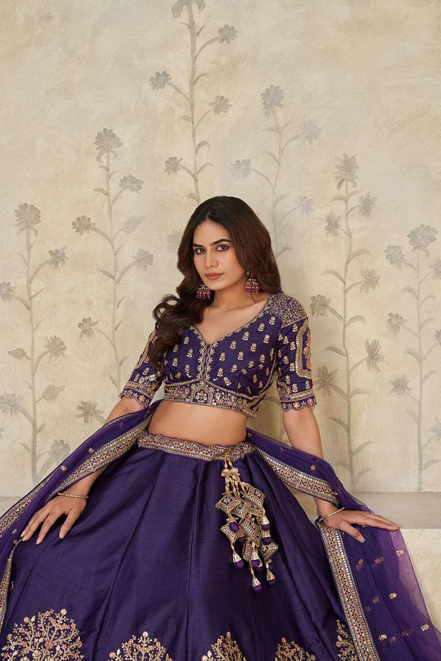Violet Sequin with Embroidered Silk Lehenga