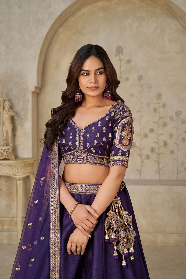 Violet Sequin with Embroidered Silk Lehenga