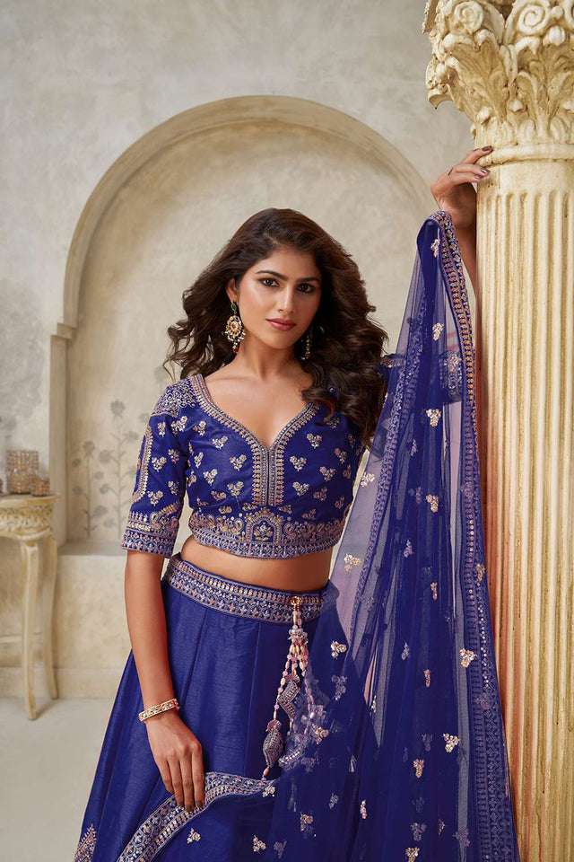 Violet Sequin with Embroidered Silk Lehenga