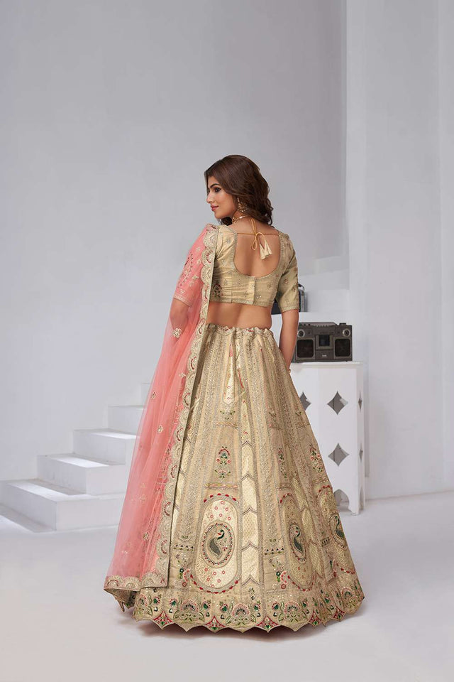 Brown Sequin with Embroidered Banarsi Lehenga