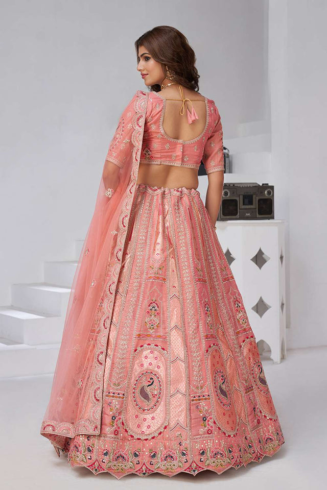 Pink Sequin with Embroidered Banarsi Lehenga