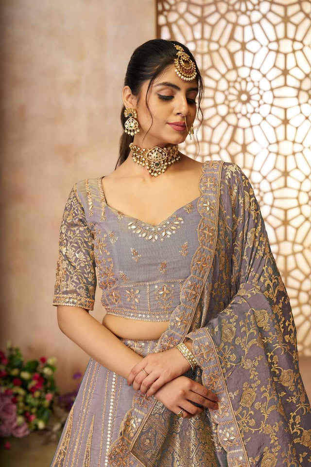 Pink Sequin With Zari Net Lehenga