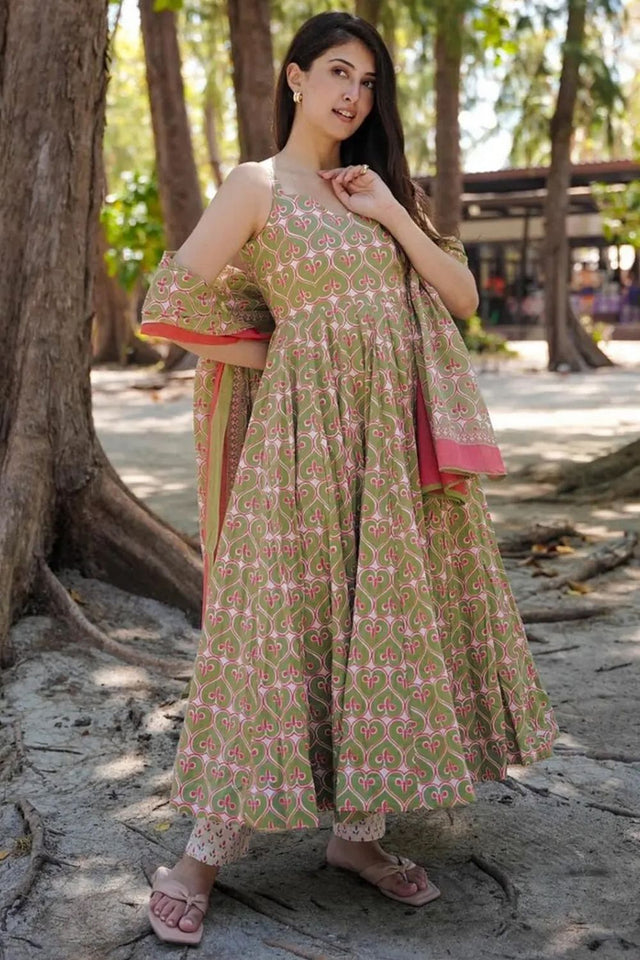 Multi Color Floral Printed Rayon Anarkali Suits (KF clora-703)