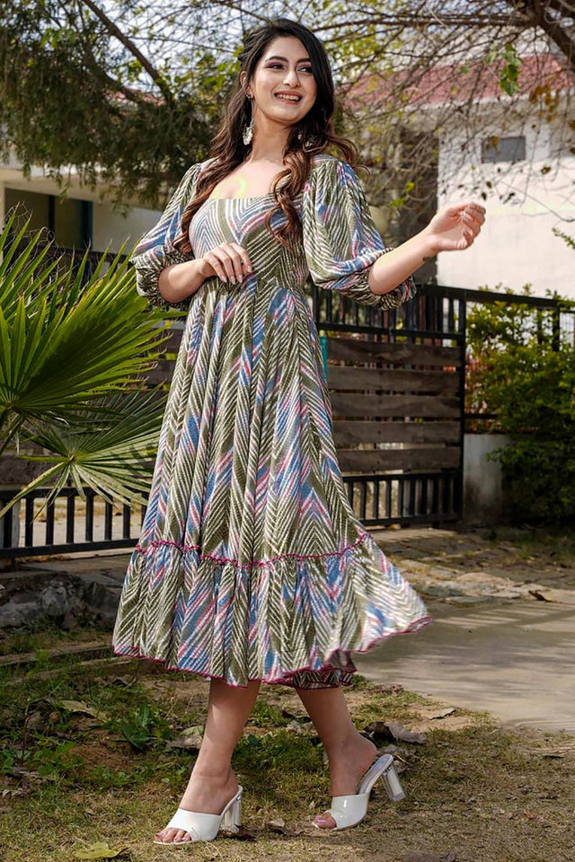 Multi Color Printed Rayon Dresses (KF clora2-202)