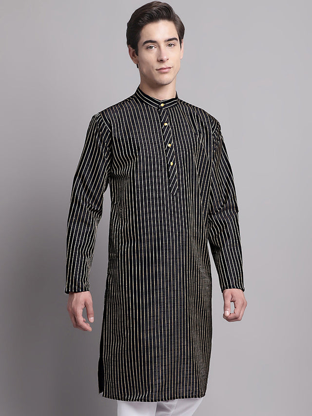 Men's Black Embroidered Design Kurta