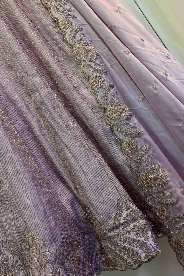 Peach Sequin Art Silk Lehenga