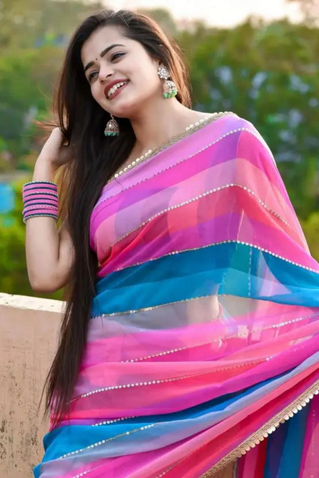 Multi Color Sequin Georgette Saree (Khushbu)