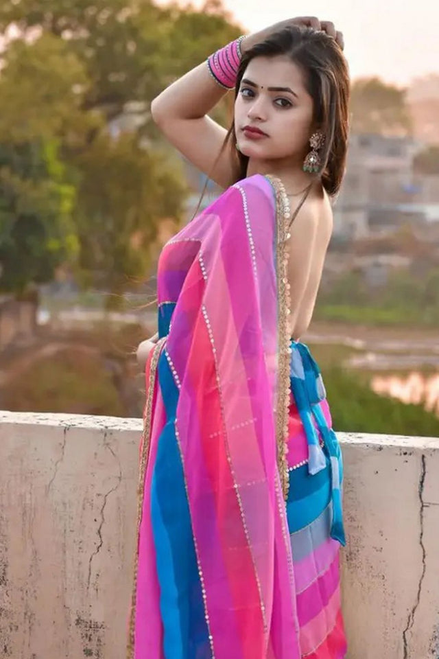 Multi Color Sequin Georgette Saree (Khushbu)