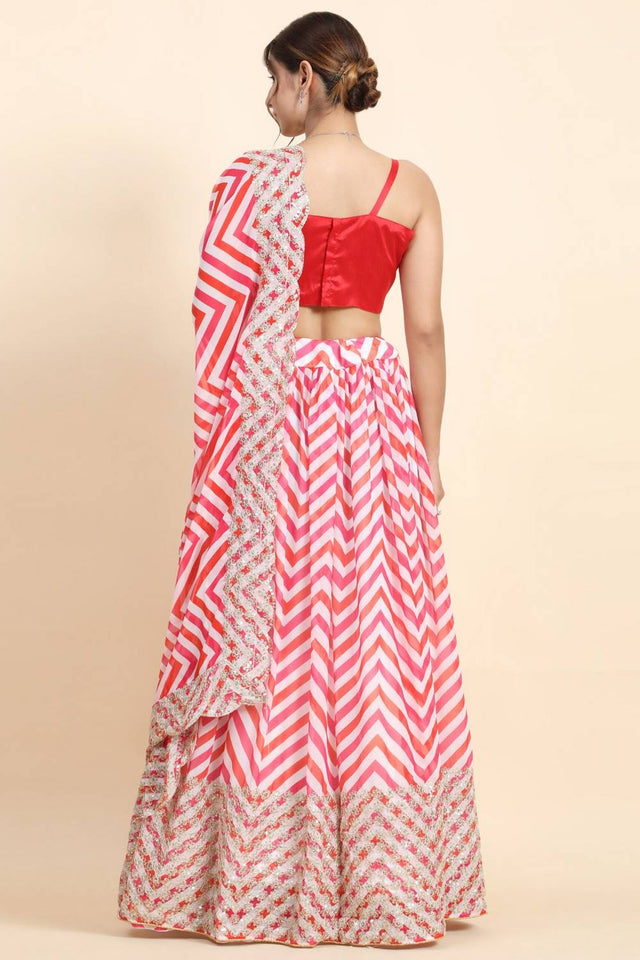 Multi Color Printed Art Silk Lehenga