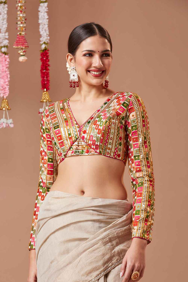 White Embroidered Georgette Blouse