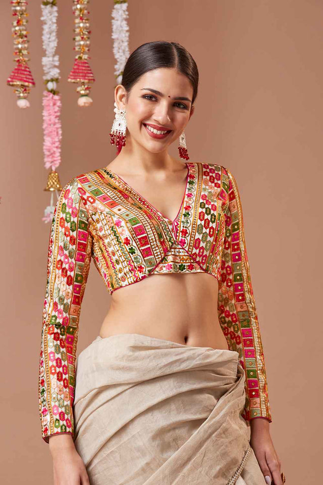 White Embroidered Georgette Blouse