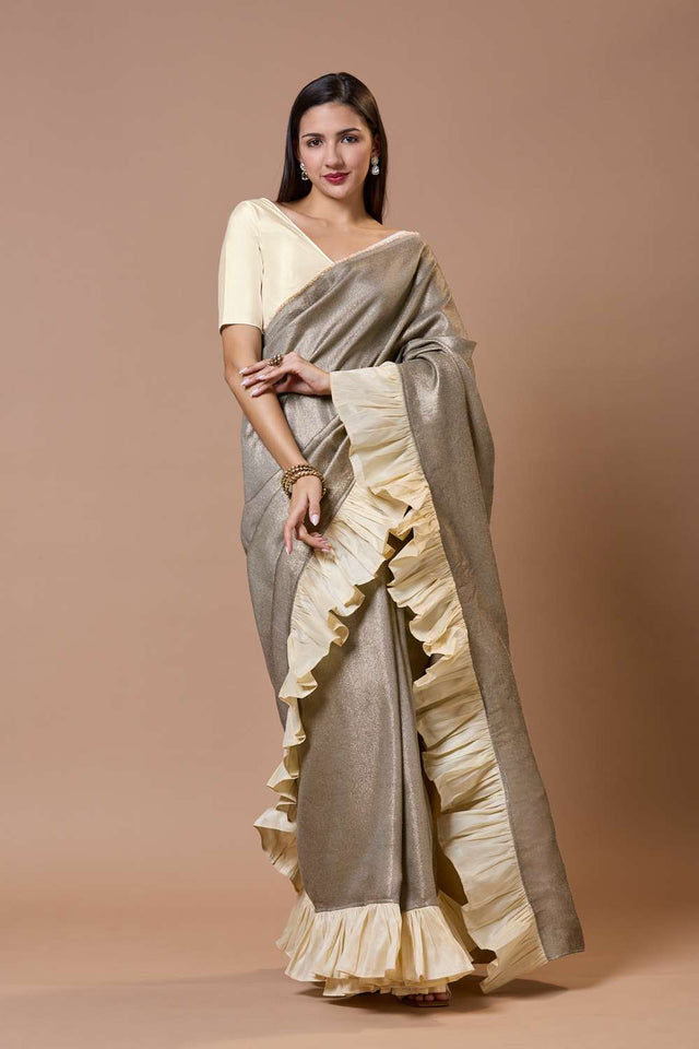 White Solid Silk V Neck Blouse