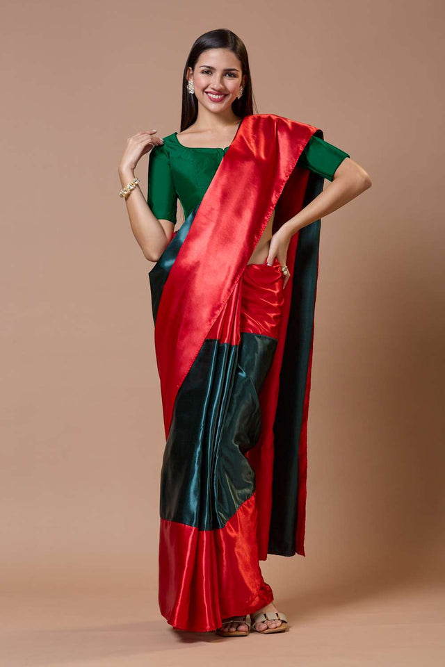 Green Solid Silk Sweetheart Neck Blouse