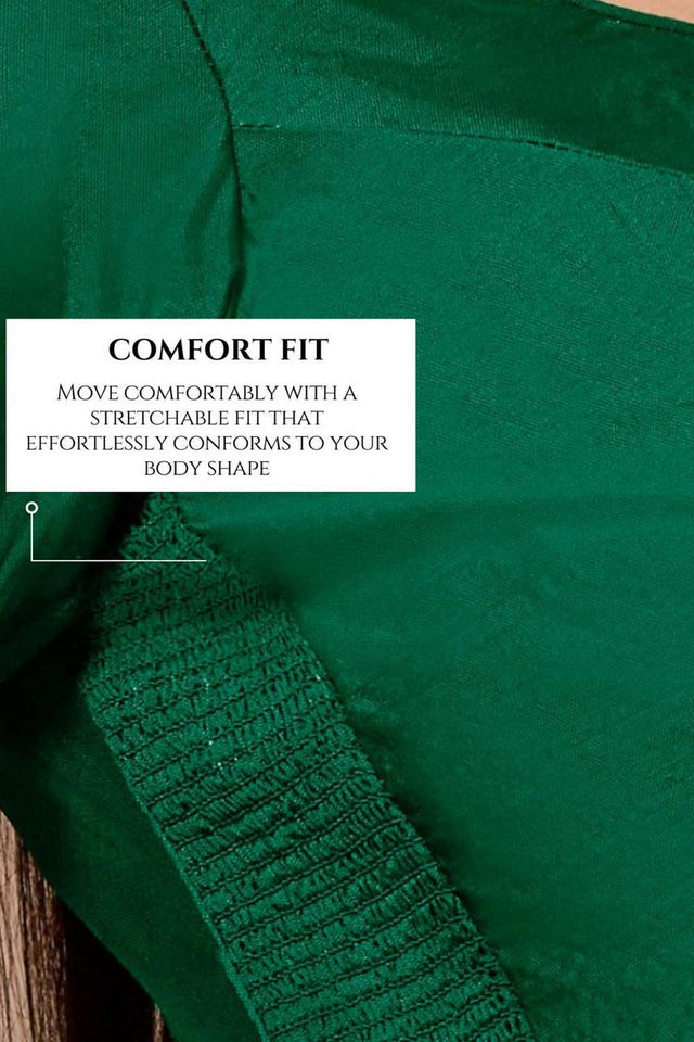 Green Solid Silk Sweetheart Neck Blouse