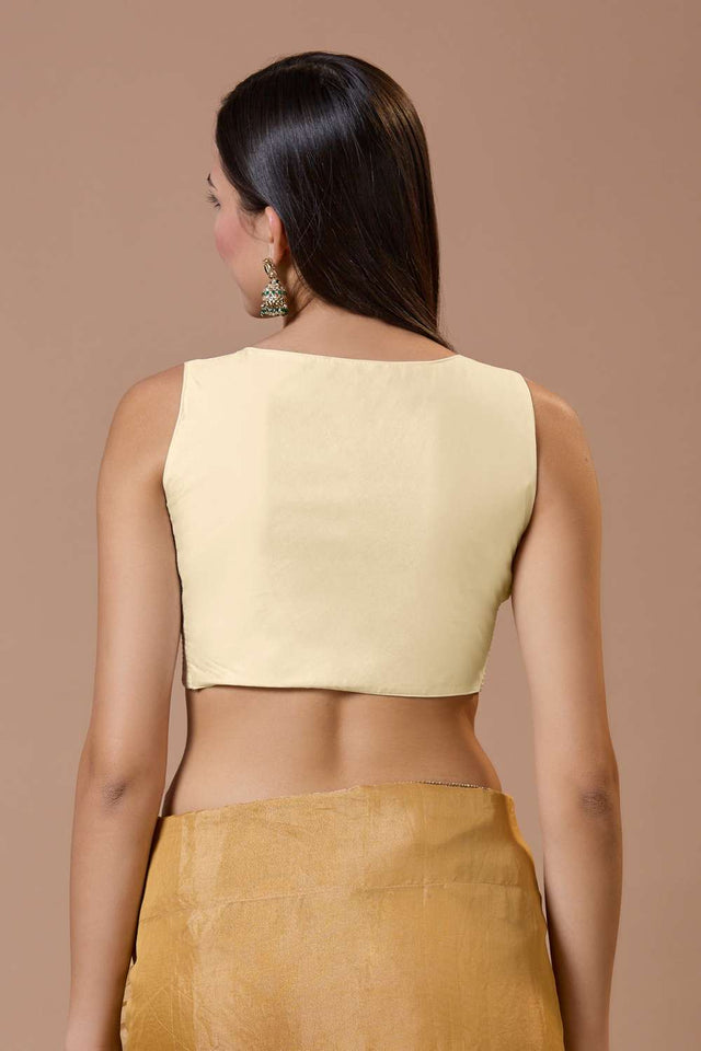 White Solid Silk Sweetheart Neck Blouse