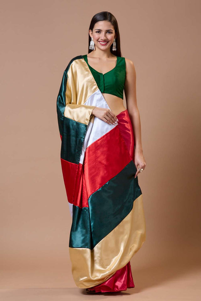 Green Solid Silk Sweetheart Neck Blouse