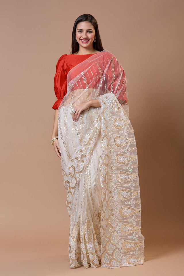 Red Solid Silk Boat Neck Blouse