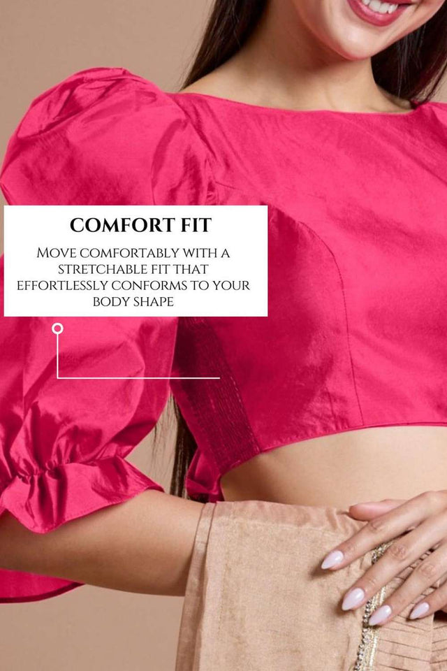 Pink Solid Silk Boat Neck Blouse