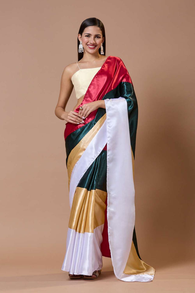 White Solid Silk Square Neck Blouse