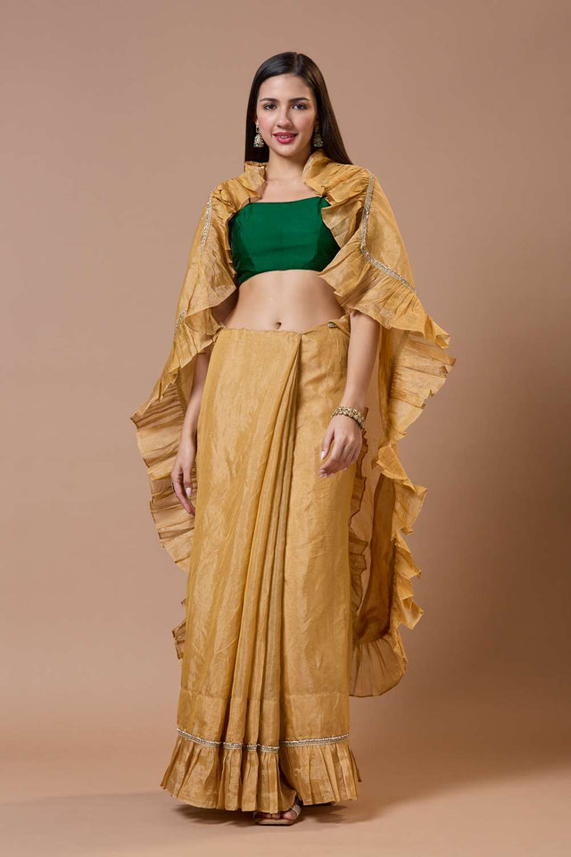 Green Solid Silk Square Neck Blouse