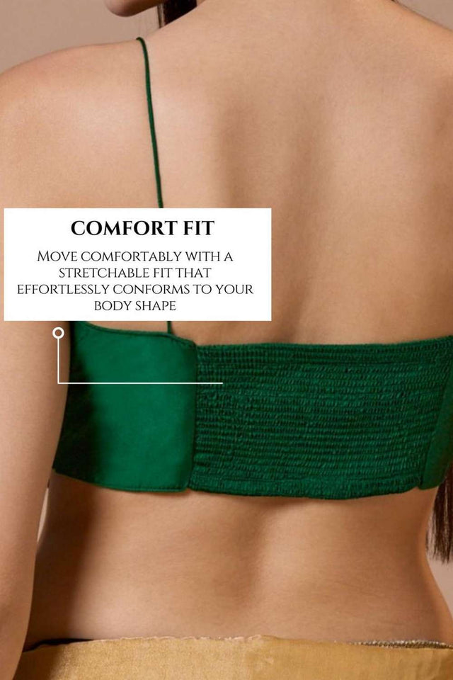 Green Solid Silk Square Neck Blouse