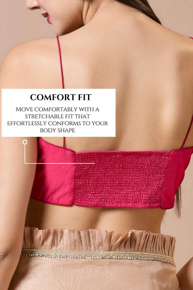 Pink Solid Silk Square Neck Blouse