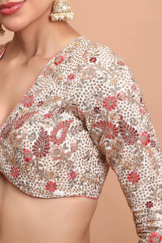 Cream Embroidered Georgette Blouse