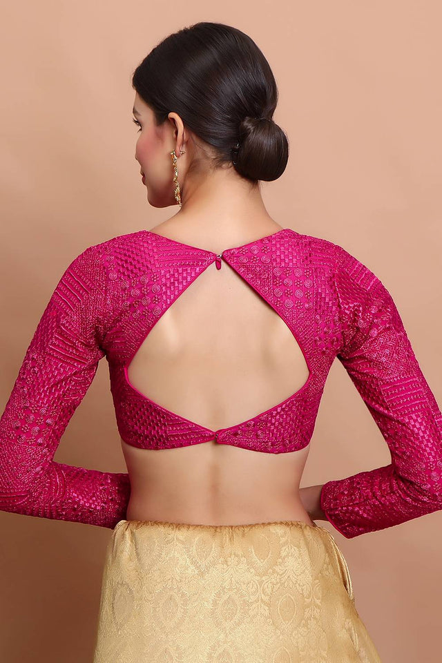 Pink Embroidered Georgette Blouse