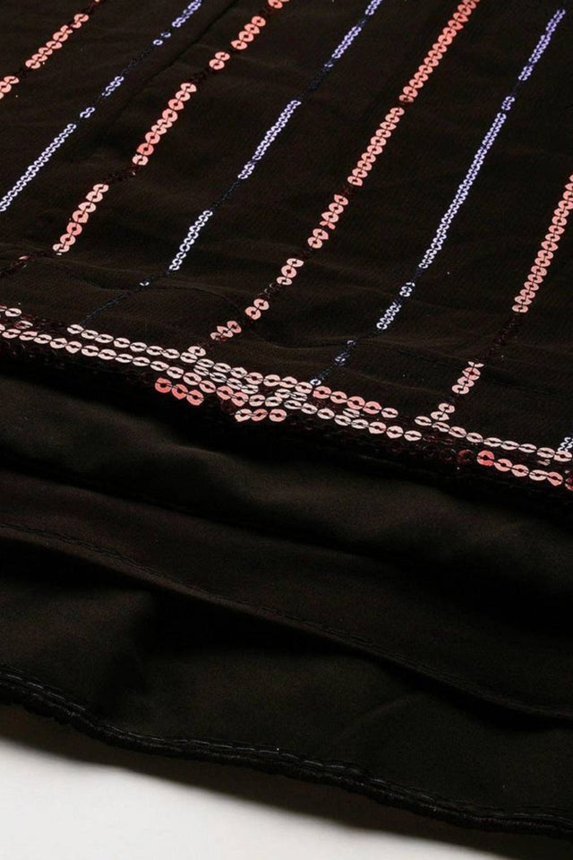 Black Sequin Net Lehenga