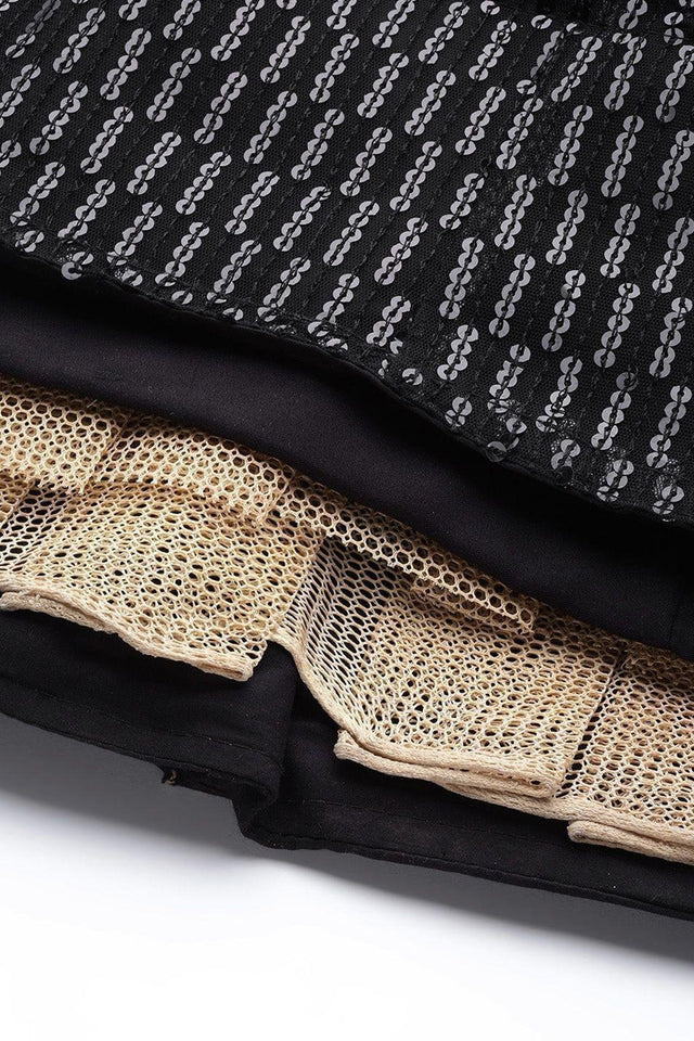 Black Sequin Net Lehenga