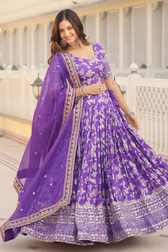 Lavender Sequin with Embroidered Silk Lehenga