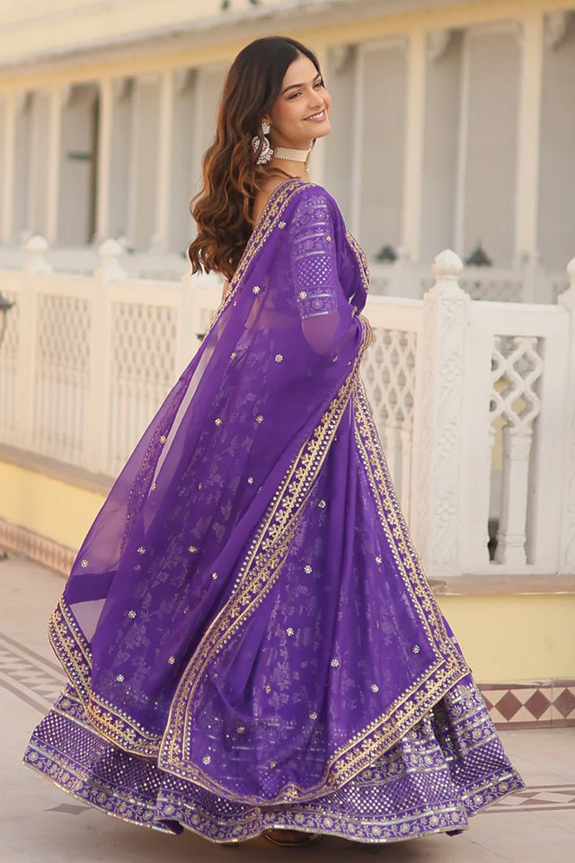Lavender Sequin with Embroidered Silk Lehenga