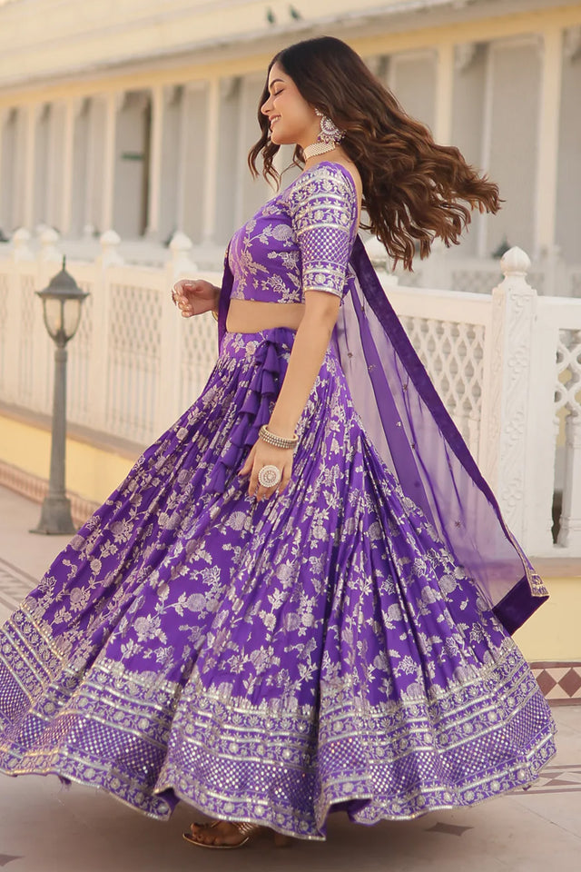 Lavender Sequin with Embroidered Silk Lehenga
