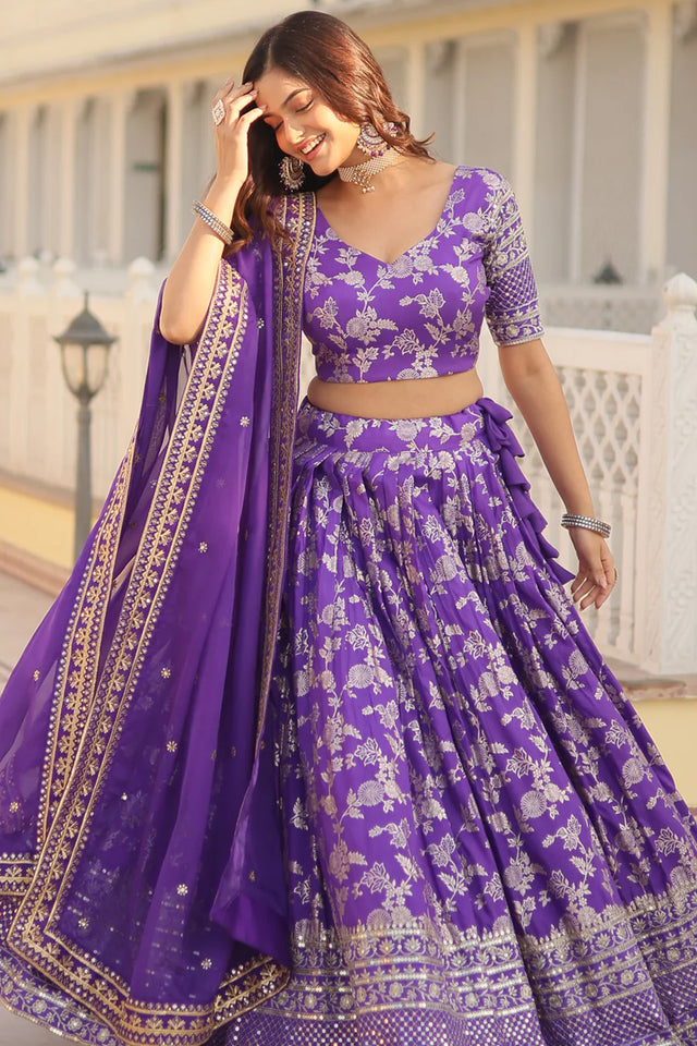 Lavender Sequin with Embroidered Silk Lehenga