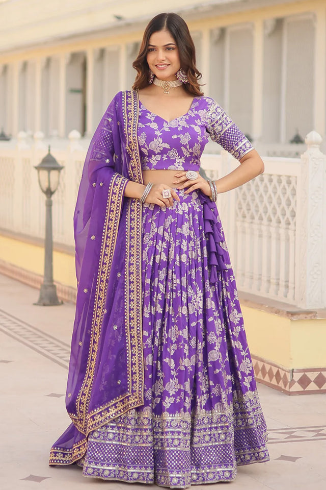 Lavender Sequin with Embroidered Silk Lehenga