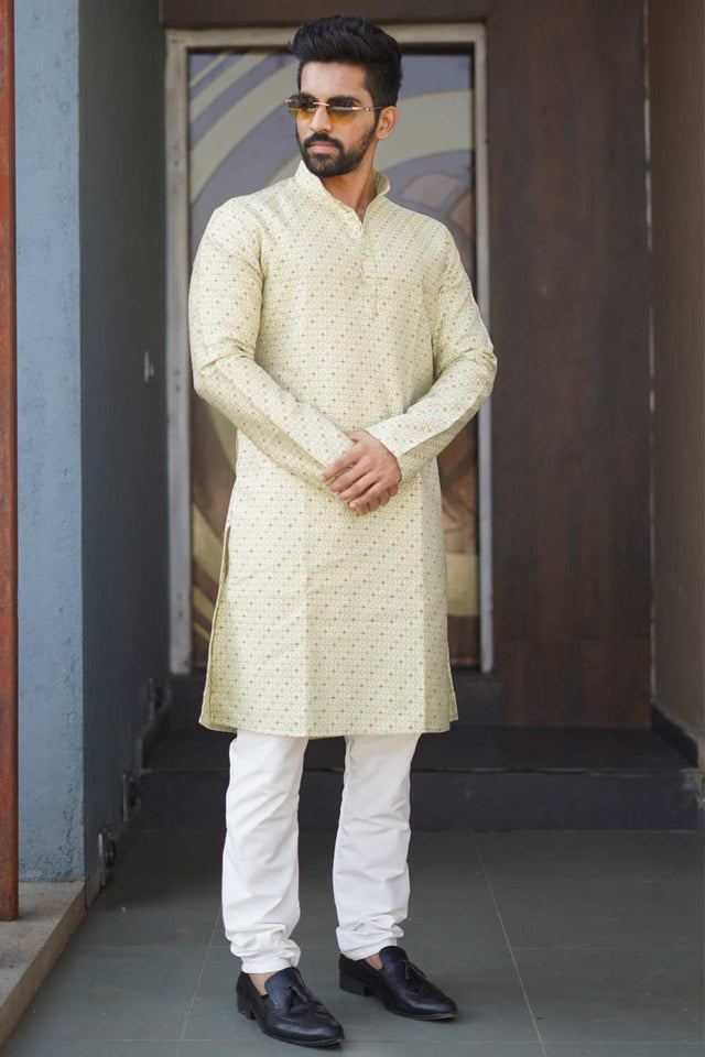 Pista Soft Art Silk Printed Kurta Pyjama Set