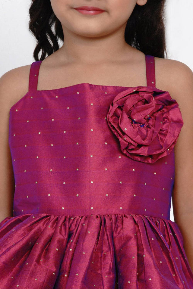 Girl's Pink Jacquard Jacquard Dress