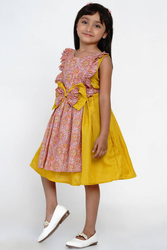 Girl's Pink Floral Printed Cotton Dress