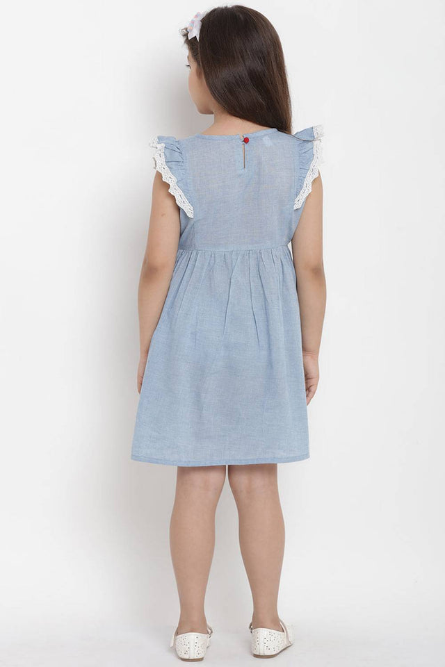 Girl's Blue Stripe Cotton Dress