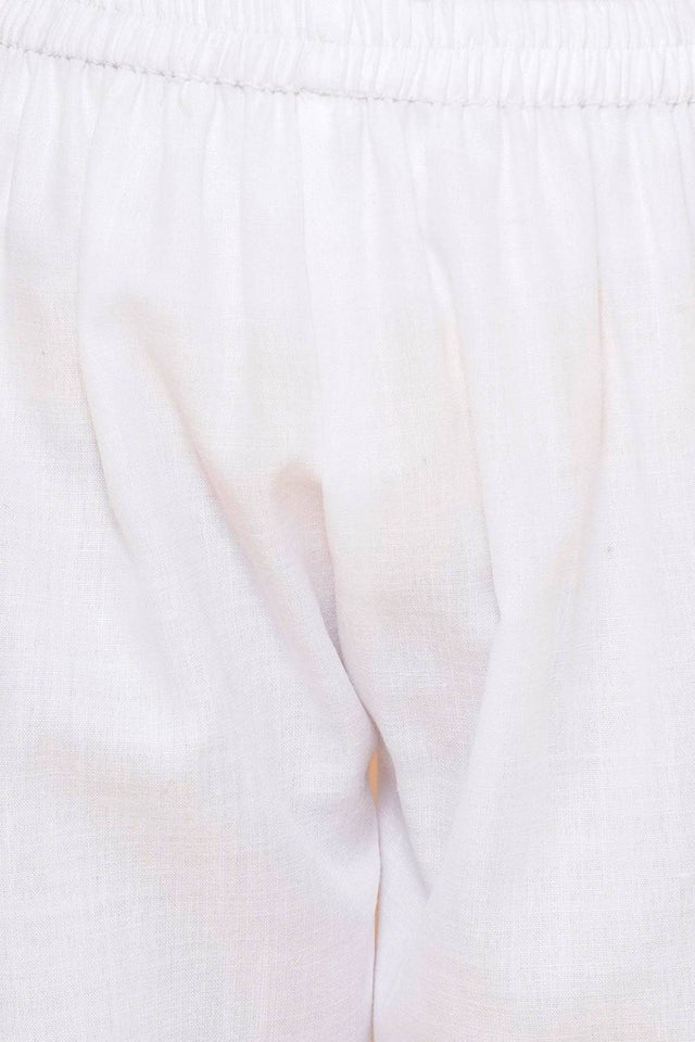 Boy's White Floral Printed Cotton Kurta Set