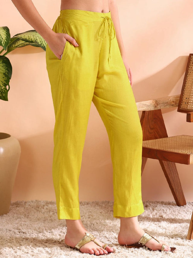 Yellow Rayon Blend Floral Printed Straight Kurti Pants With Dupatta